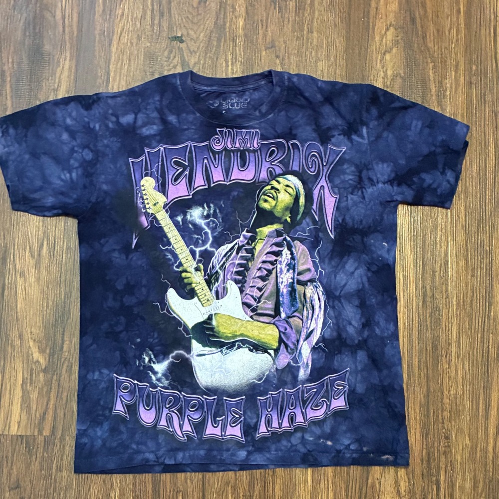 Jimi Hendrix Shirt Mens S Purple Blue Liquid Blue Tie Dye Graphic Purple Haze